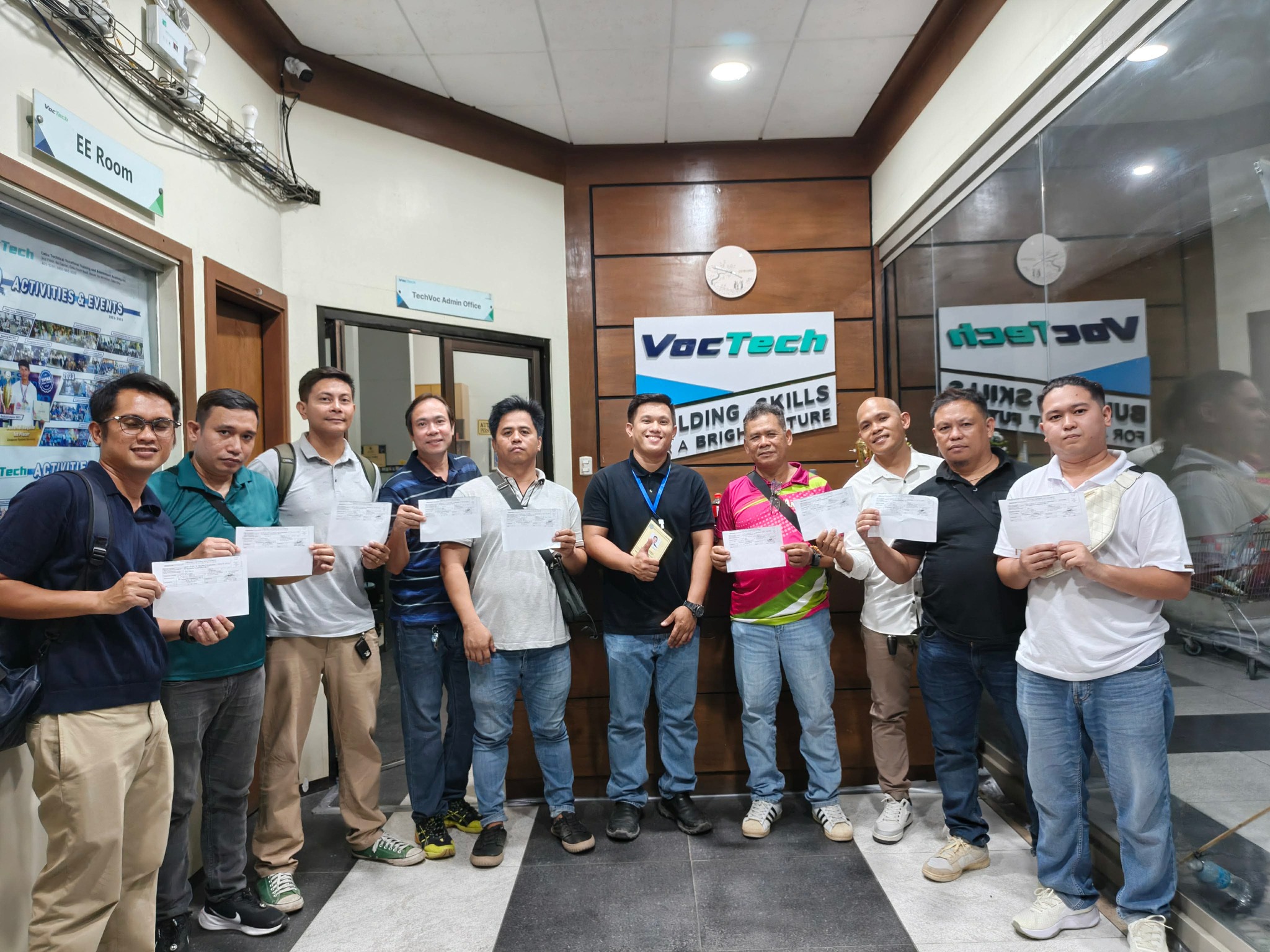 VocTech trainees standing together at their training center